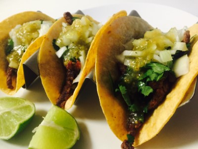 Steak tacos on the grill Image