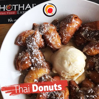Thai donuts with ice cream Image