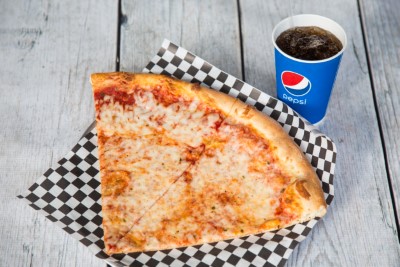 2 Slices of Cheese Pizza & Soda Image
