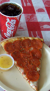 Slice of Pepperoni Pizza & Small Soda Image