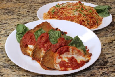 Eggplant Parmigiana with Mostaccioli Image