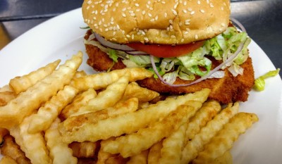 Grilled or Breaded Chicken Sandwich with Fries & Drink Image