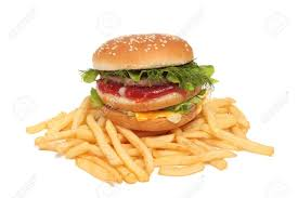 Cheeseburger Sandwich With French Fries Image