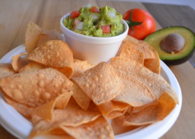 Crispy Corn Tortilla Chips & Fresh Handmade Guacamole Image
