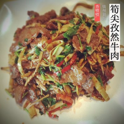 B14. Shredded Bamboo Shoots with Cumin Beef 笋尖孜然牛 Image