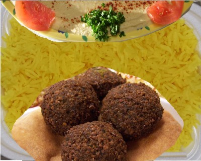 Falafel Plate (4) Rice Humus Pita Image