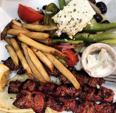 Steak Souvlaki Skewers Platter Image