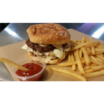 Triple Swiss Mushroom Burger w/ Grilled Onions Image