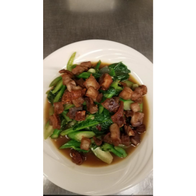 Crispy Pork with Chinese Broccoli Image