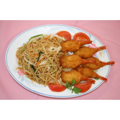 H13. 6-Piece Tempura Shrimp & Lo Mein Image