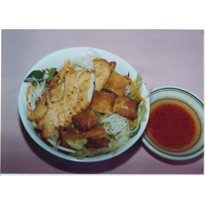 V05. Rolls & Chicken Over Vermicelli Image