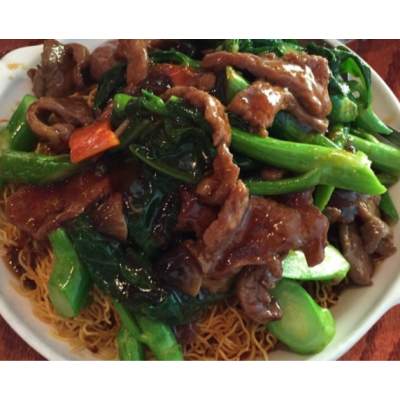 I9a. Pan Fried Noodle Beef with Chinese Broccoli Image