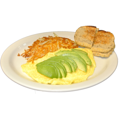 Avocado, Swiss & American Cheese Omelette Breakfast Image
