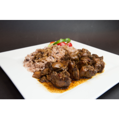 Brown Stew Chicken Dinner Image
