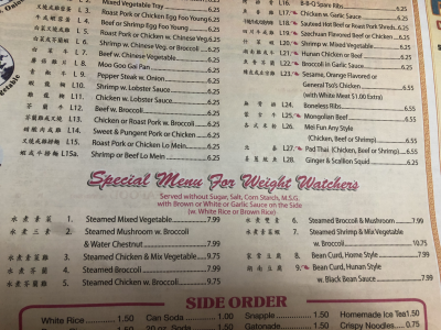 SPECIAL MENU FOR WEIGHT WATCHERS Image