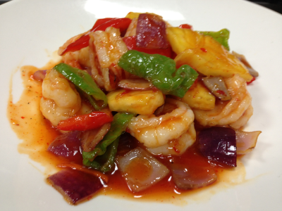 Singaporean Pineapple Prawn with Mild Spicy Sauce Image