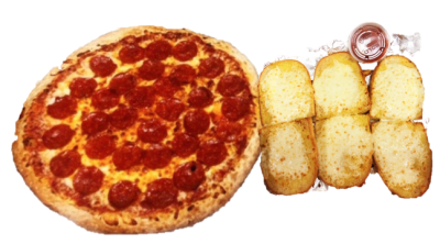 Large 1 Topping Pizza & Garlic Bread with Cheese Image