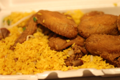 Chicken Wings (4) with Rice & Salad Image