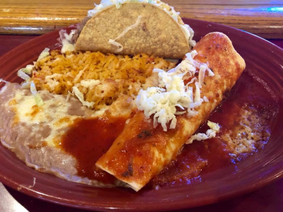 4. One Taco, One Enchilada, One Tostada with Cheese & Beef Image