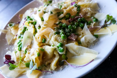 MALTAGLIATI, PISELLI E PROSCIUTTO - HOMEMADE PASTA, PEAS AND PROSCIUTTO Image