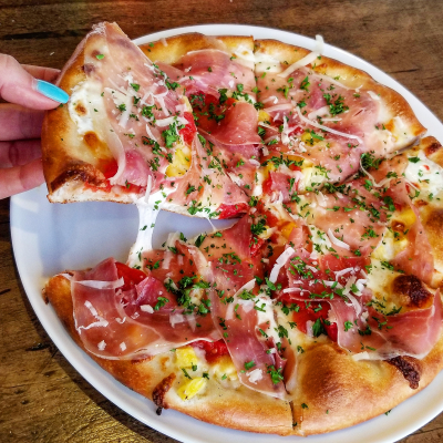 Pineapple and Proscuitto Pizza Image
