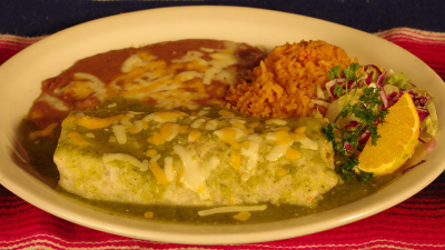 8. Chile Verde Burrito Plate Image