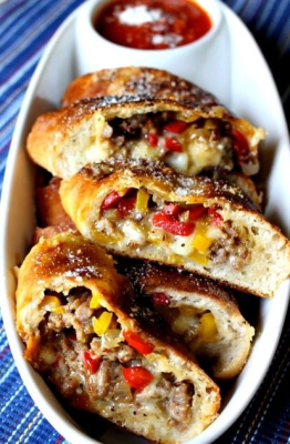 Sausage, Peppers and Onions Stromboli Image