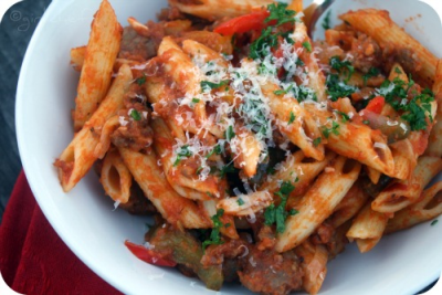 Sausage & Peppers ( half tray 8-10 people) $59.95 Image